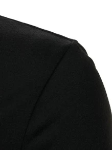 Manfinity Men Contrast Collar Half Zipper Polo Shirt - Black - View 4