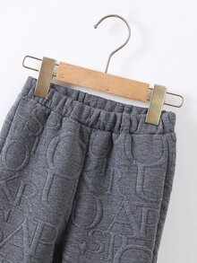 Niños Pantalones deportivos con sudadera con patrón de letra - Gris Oscuro - Ver 3