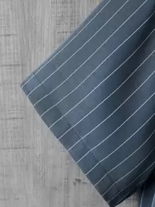 Manfinity Homme Men Striped Button Front Shirt Without Tee - Navy Blue - View 4