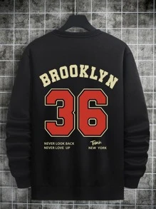 Manfinity Men Letter Graphic Drop Shoulder Sweatshirt - Black - View 6