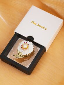 Faux Pearl & Flower Decor Brooch - Multicolor - View 2