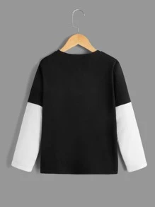 SHEIN Boys Gamepad & Letter Graphic 2 In 1 Tee - Black and White - View 2