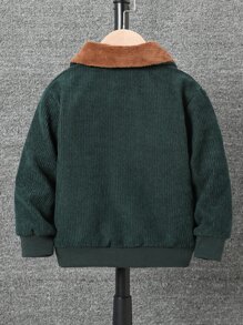 小男童翻蓋口袋毛絨內襯夾克無毛衣