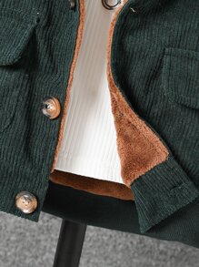 小男童翻蓋口袋毛絨內襯夾克無毛衣