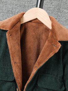 小男童翻蓋口袋毛絨內襯夾克無毛衣