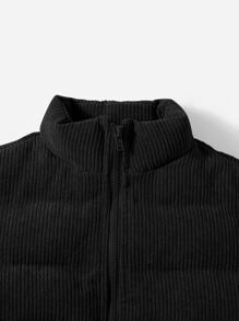 SHEIN Baby Girls' Casual And Comfortable Padded Coat, Suitable For Autumn And Winter - Black - View 3