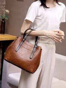 Không thấm nước, nhẹ, trang trí khóa thông thường dành cho doanh nhân Túi có tay cầm cổ điển dành cho nữ tuổi teen Sinh viên đại học, tân binh & nhân viên văn phòng Hoàn hảo cho văn phòng, đại học, công việc, kinh doanh, đi làm - màu nâu - Xem 4