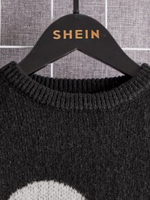 SHEIN Boys Spaceman Pattern Jumper - Black - View 3