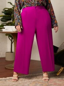 SHEIN CURVE+ Plus Seam Front Suit Trousers - Hot Pink - View 4