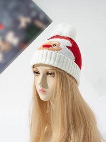 Christmas Cartoon Graphic Beanie - Red - View 2