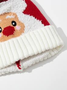 Christmas Cartoon Graphic Beanie - Red - View 3