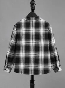 SHEIN 男孩格紋印花襯衫不帶T恤 - 彩色 - 查看 2