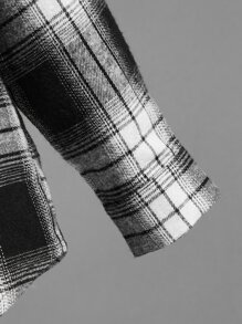 SHEIN 男孩格紋印花襯衫不帶T恤 - 彩色 - 查看 4