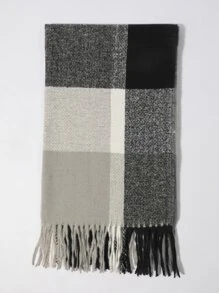 Nam giới họa tiết kẻ sọc tua rua Hem Khăn quàng - Nhiều màu - Xem 2