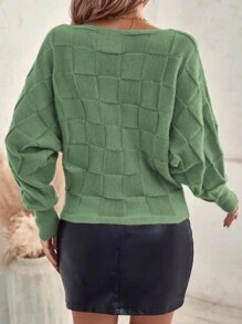 EMERY ROSE Textured Knit Batwing Sleeve Jumper - Green - View 2