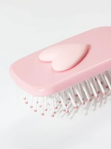 干湿两用软垫发刷/发梳 1 件装 小号塑料可爱心形便携式光滑发刷 情人节礼物 送给妈妈的礼物，送给女士和女孩的情人节礼物，返校礼物，旅行度假必需品，女士发饰