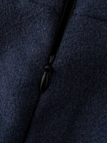 Toddler Girls Bow Front Mock Neck Dress - Navy Blue - View 6