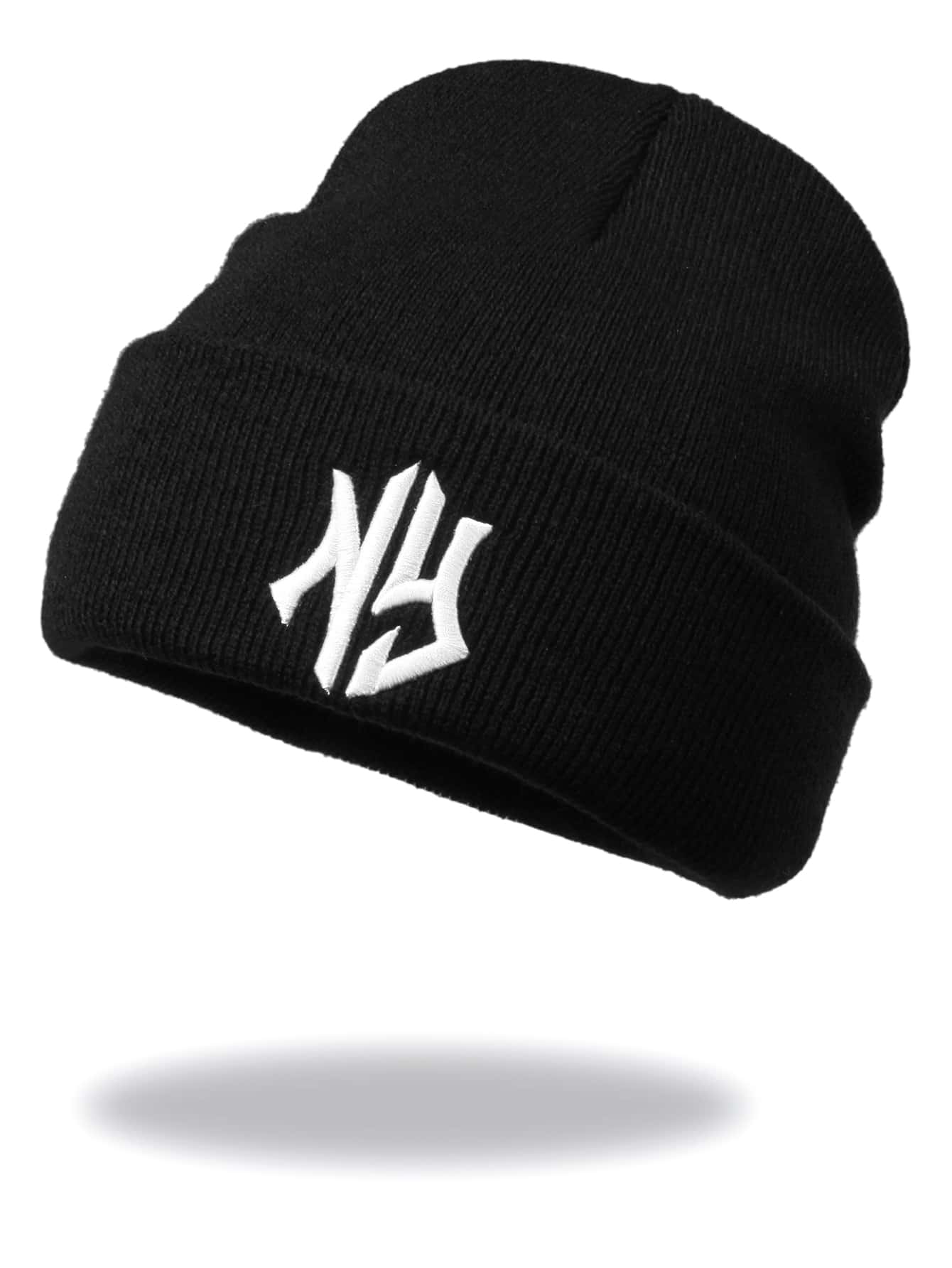 Street 1pc Women Daily Letter Embroidered Beanie - Black - View 1