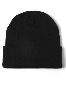 Street 1pc Women Daily Letter Embroidered Beanie - Black - View 2
