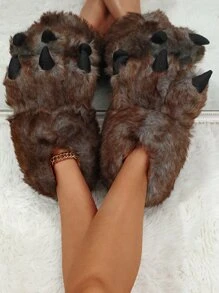 Dinosaur Claw Design Novelty Slippers - Brown - View 3