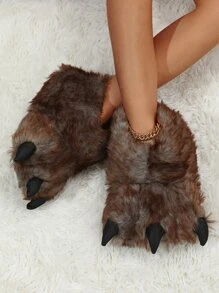 Dinosaur Claw Design Novelty Slippers - Brown - View 5