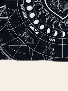 1 pieza Tapiz con estampado geométrico & de corazón - Blanco y Negro - Ver 5