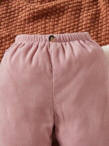 SHEIN Baby Button Front Thermal Trousers - Dusty Pink - View 3