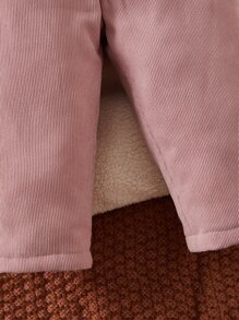 SHEIN Baby Button Front Thermal Trousers - Dusty Pink - View 4