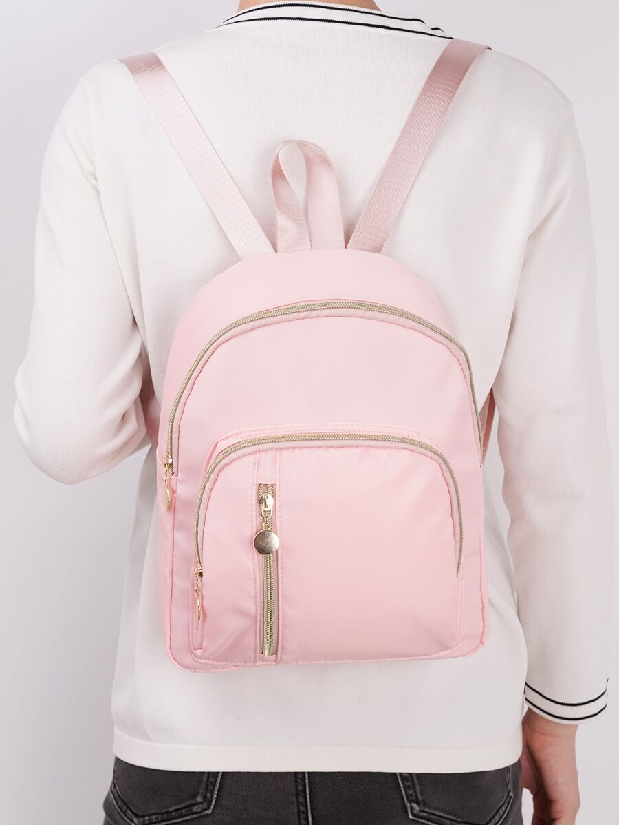 休闲 可爱 简约 时尚 基本款 通勤 绗缝 格子 纯色 仿皮 便携 大容量 配有可调节肩带 适合学校 初中 高中/高中，高中 大学/学院 教室 适合节日/假期/假日 适合女士 适合男士 背包 钱包 绗缝袋 运动包 学校背包 背包 - 粉色 - 查看 1