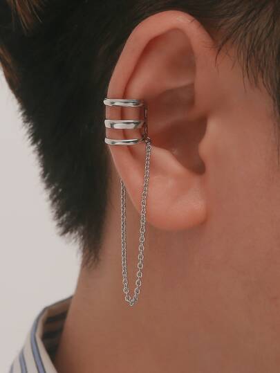 Fashionable and Popular 1pc Men Chain Decor Ear Cuff Copper for Jewelry Gift and for a Stylish Look