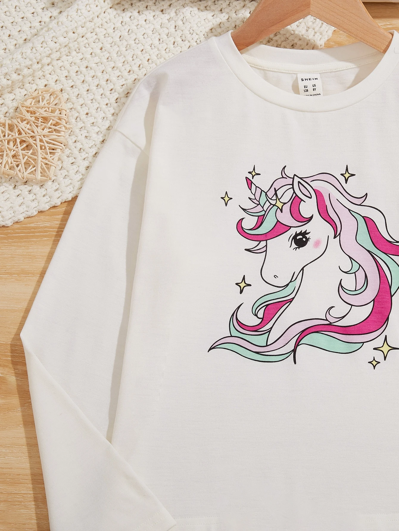 Miniatura 3 de Niñas Conjunto homewear pantalones con camiseta con estampado de unicornio Multicolor