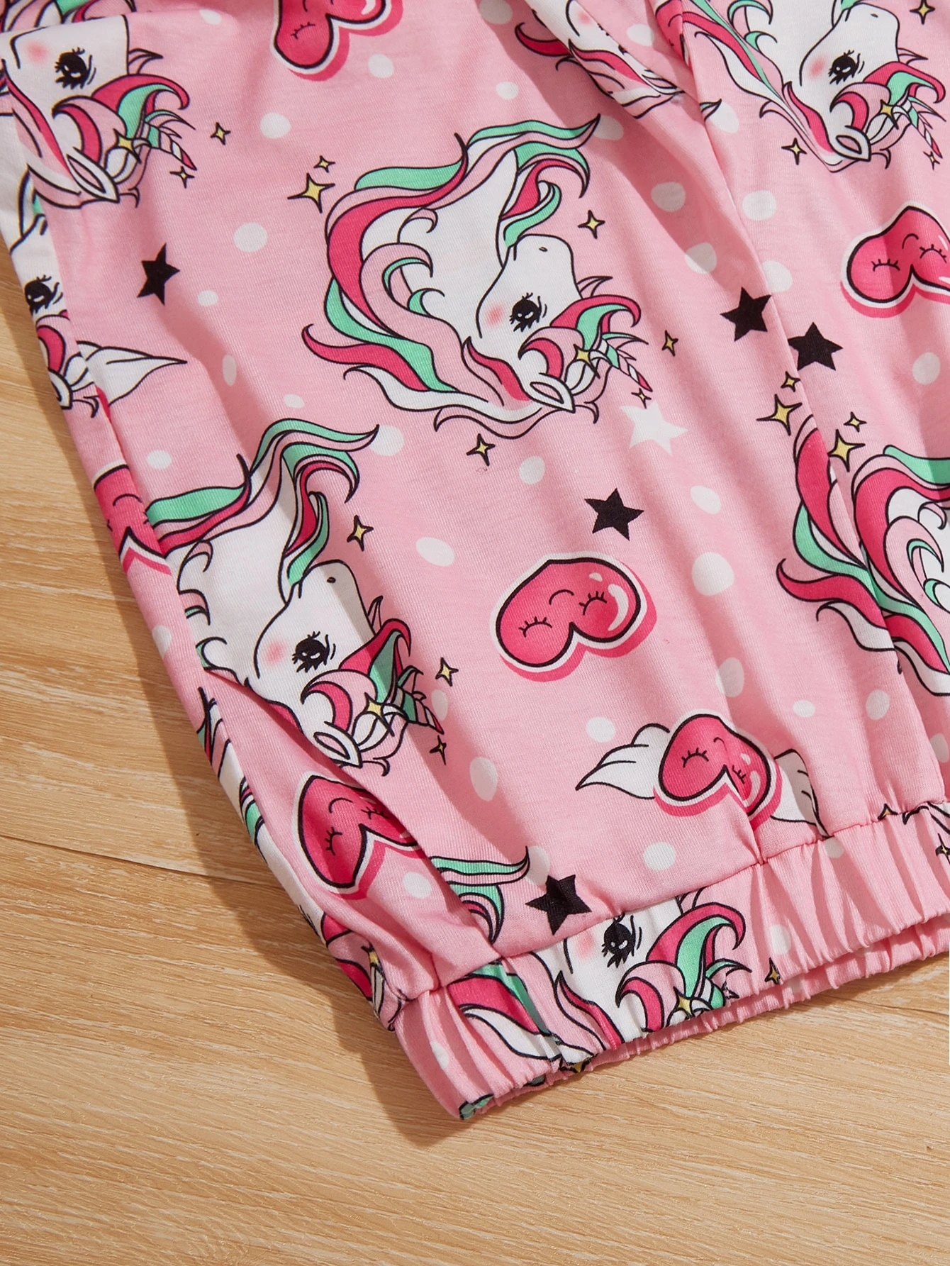 Miniatura 4 de Niñas Conjunto homewear pantalones con camiseta con estampado de unicornio Multicolor