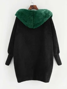 Mulvari Chaqueta teddy con capucha de parte delantera abierta - Verde Oscuro - Ver 2