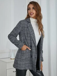 Eilly Bazar 格紋雙排釦西裝外套