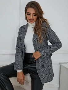 Eilly Bazar 格紋雙排釦西裝外套