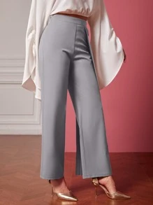 Mulvari Pleated Panel Straight Leg Trousers - Grey - View 3