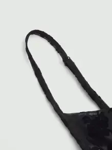 SHEIN MOD 花卉圖案網紗魚尾裙下擺吊帶洋裝 - 黑色 - 查看 5