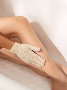 SHEIN Basic living 2pcs Exfoliating Shower Bath Gloves for Shower/Spa/Massage and Body Scrubs - Beige - View 12