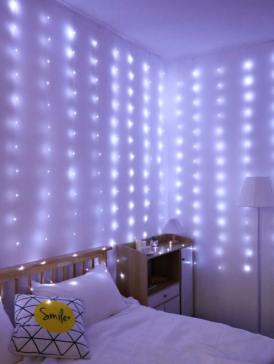 1pc 100/140/168 LED 1.5*2m/2*2m/3*2m Curtain String Lights, Suitable For Room Decor, Indoor Decoration, Atmosphere Lighting, Romantic Ambiance, Proposal, Wedding, Birthday Decoration - White - View 1