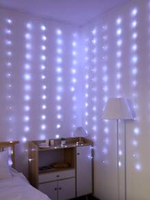 1pc 100/140/168 LED 1.5*2m/2*2m/3*2m Curtain String Lights, Suitable For Room Decor, Indoor Decoration, Atmosphere Lighting, Romantic Ambiance, Proposal, Wedding, Birthday Decoration - White - View 4