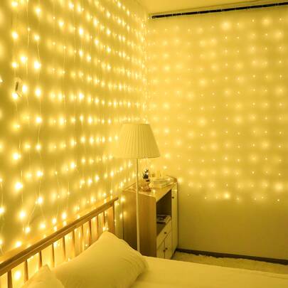 1pc 100/140/168 LED 1.5*2m/2*2m/3*2m Curtain String Lights, Suitable For Room Decor, Indoor Decoration, Atmosphere Lighting, Romantic Ambiance, Proposal, Wedding, Birthday Decoration