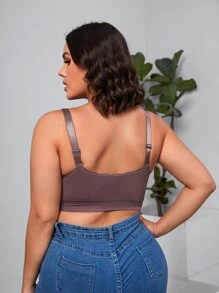 Women's Plus Size Mauve Purple Baroque Lace Bralette Bra Comfortable And Elegant Style Lingerie - Mauve Purple - View 2