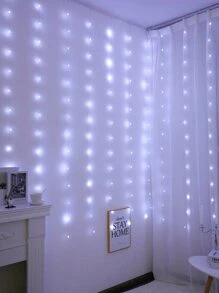 1pc 100/140/168 LED 1.5*2m/2*2m/3*2m Curtain String Lights, Suitable For Room Decor, Indoor Decoration, Atmosphere Lighting, Romantic Ambiance, Proposal, Wedding, Birthday Decoration - White - View 9