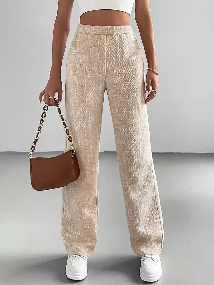 Muchica Quần ống đứng cạp cao thời trang nữ - Màu be - Xem 1