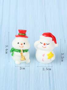 Christmas 2pcs Snowman Design Car Ornament - Multicolor - View 3
