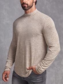 Manfinity RebelGame Tops Nam màu trơn Giải trí - Màu Khaki - Xem 2