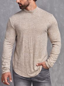 Manfinity RebelGame Tops Nam màu trơn Giải trí - Màu Khaki - Xem 3