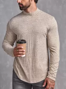 Manfinity RebelGame Tops Nam màu trơn Giải trí - Màu Khaki - Xem 4