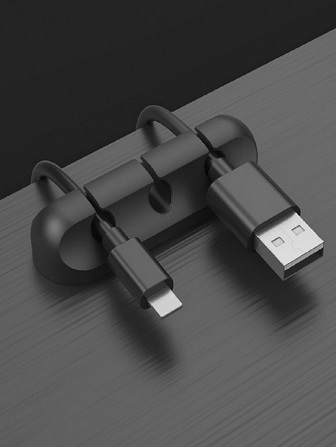 1入組素色矽膠數據線收納架