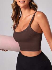 Easithlete Drop Armhole Racer Back Sports Cami Top Workout Cami Top